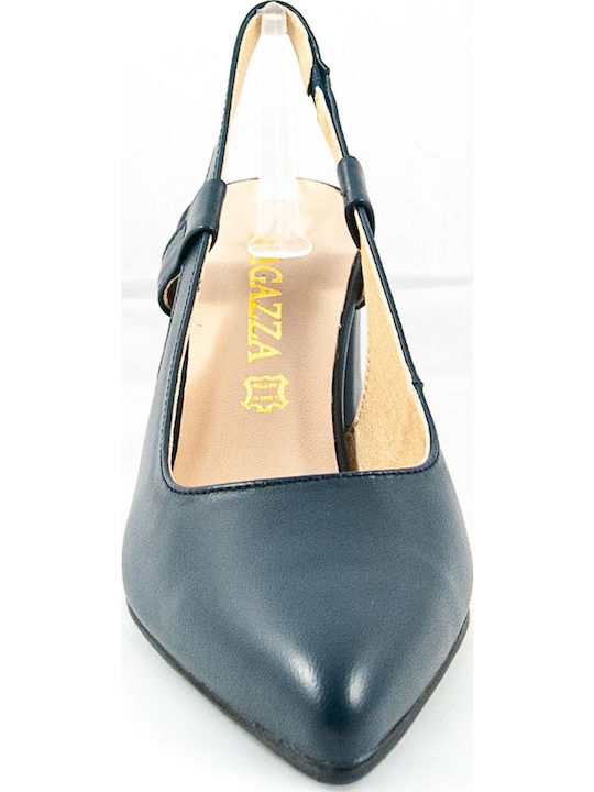 Leather Women's Ballerina Shoes Slingback In Blue Colour