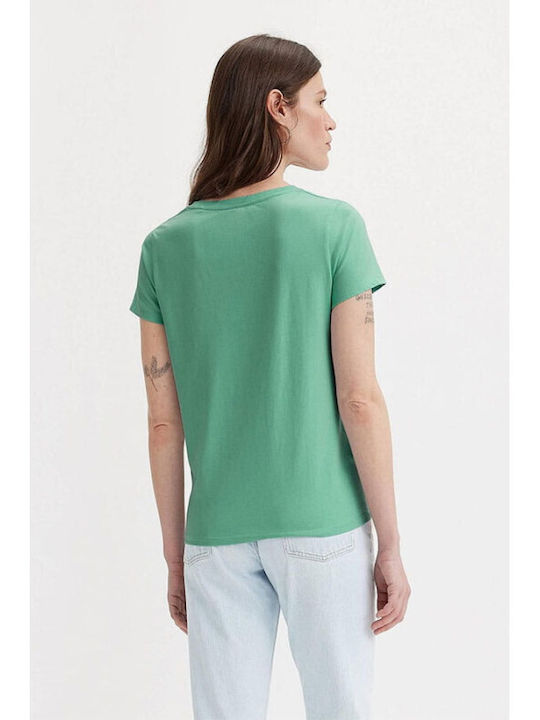 Levi's Damen T-shirt mit V-Ausschnitt Mint