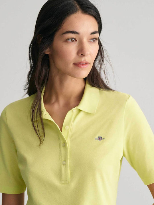 Gant Γυναικεία Polo Μπλούζα Κοντομάνικη Κίτρινη