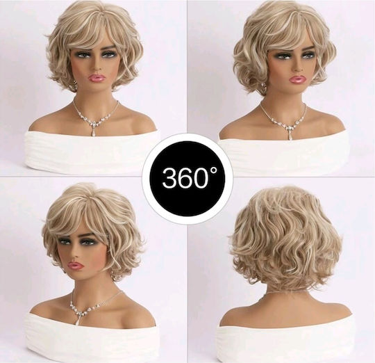 Wig with Synthetic Hair in Blonde Color 25cm