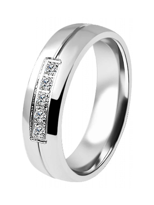 Akzent Women's Steel Spinner Ring with Stone