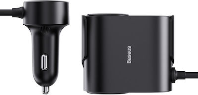 Baseus Car Charger Black High Efficiency Pro Total Intensity 10A Fast Charging with Ports: 3xUSB 1xType-C with Cable Type-C