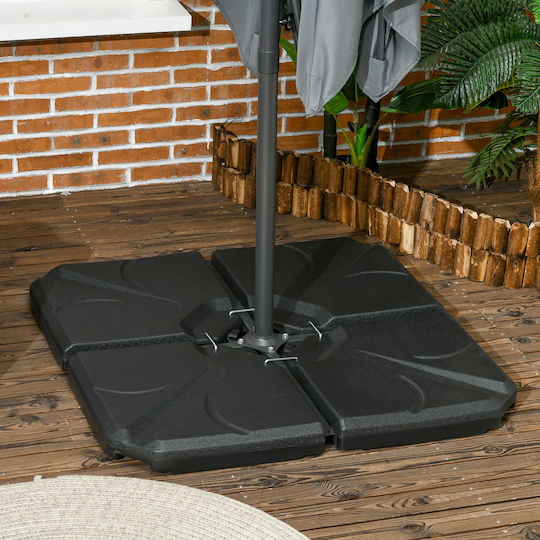 Outsunny Stand de umbrelă din Plastic Negru 103x103x8.3cm 4buc