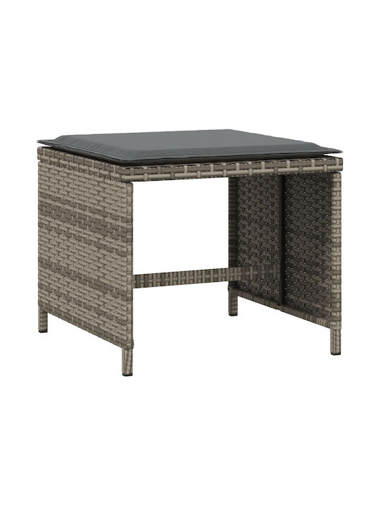Gartenhocker Würfel Außeneinsatz Rattan mit Grau Kissen 4 Stück 41x41x36cm