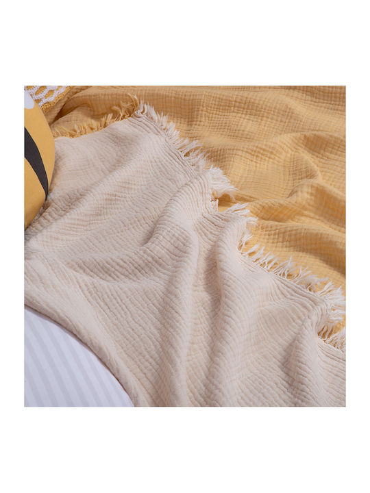 Nef-Nef Homeware Blanket Cot Apollo Cotton Beige Ecru 110x150cm