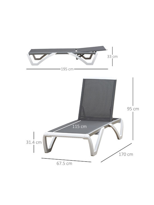 Ξαπλώστρα Πλαστική με Ρόδες Γκρι 195x67.5x33εκ.