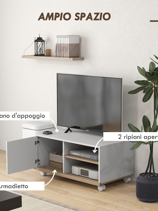 TV Stand with Wheels White L80xD45xH39.5cm