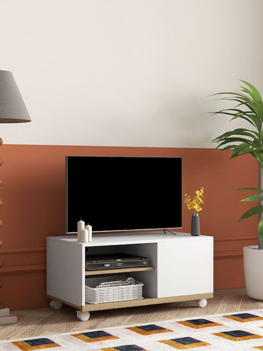 TV Stand with Wheels White L80xD45xH39.5cm