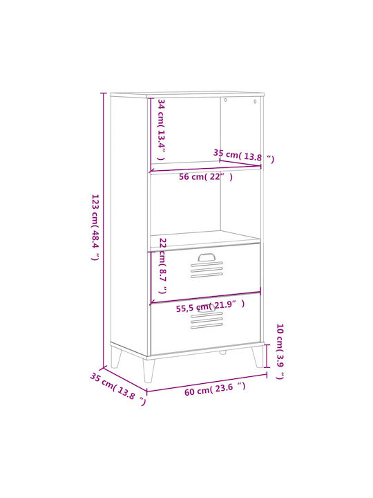 Viken White Bookcase 60x35x123cm