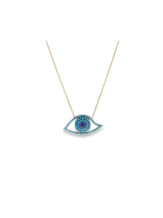 Xryseio Necklace Eye from Gold Plated Silver with Zircon