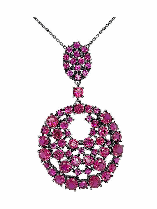 Xryseio Halskette aus Silber mit Zirkon Fuchsia NК10606