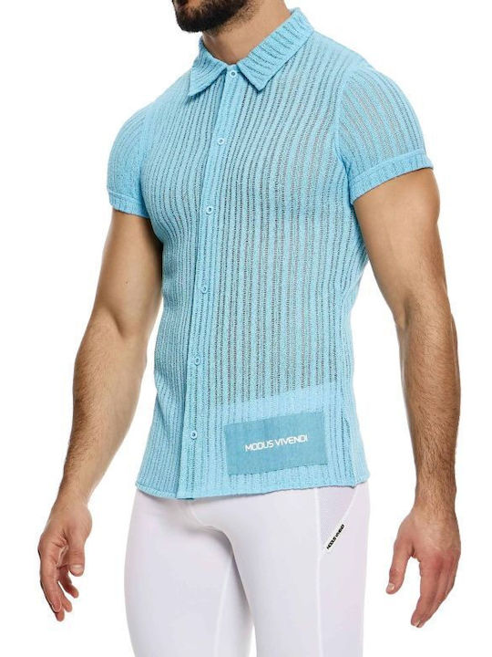 Modus Vivendi Herrenhemd Gestreift Light-blue