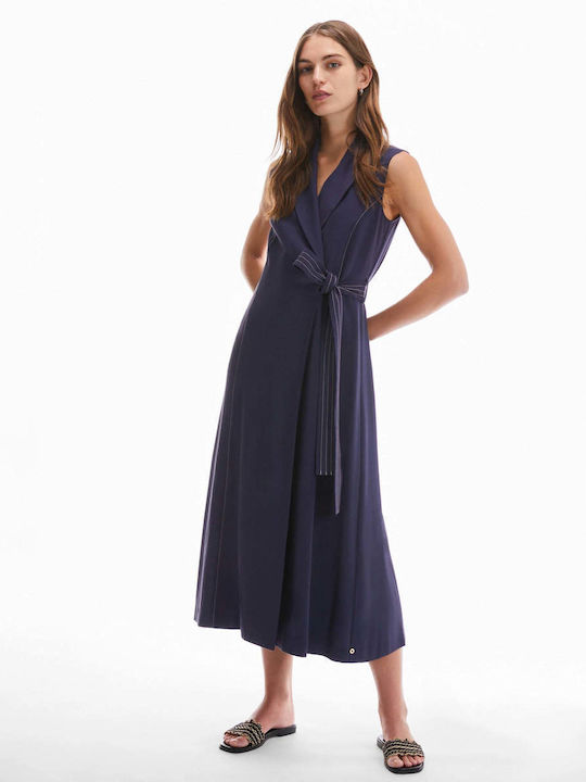 Pennyblack Καλοκαιρινό Midi Φόρεμα Κρουαζέ Μπλε