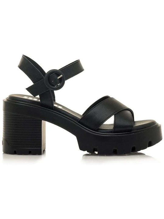 MTNG Women's Sandals Black with High Heel