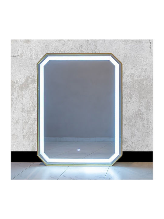 Καθρέπτης Μπάνιου Led Αφής 70x90cm Χρυσός