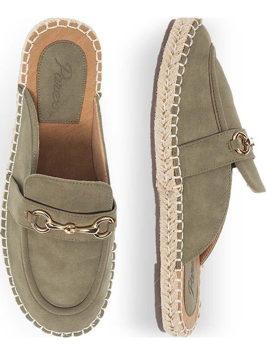 Flat Suede Mules σε Χακί Χρώμα
