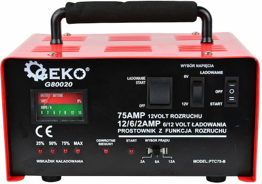 Geko Car & Motorcycle Battery Charger 6/12V