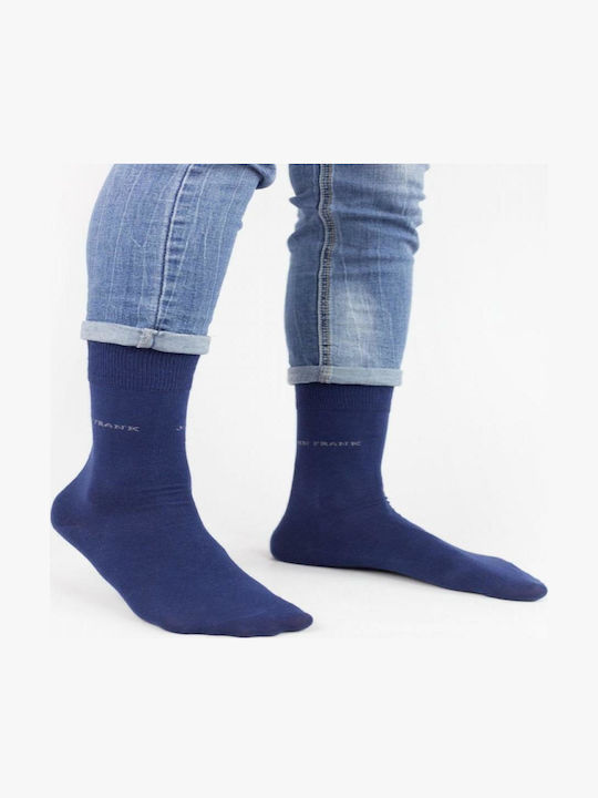 John Frank Men's Solid Color Socks Blue