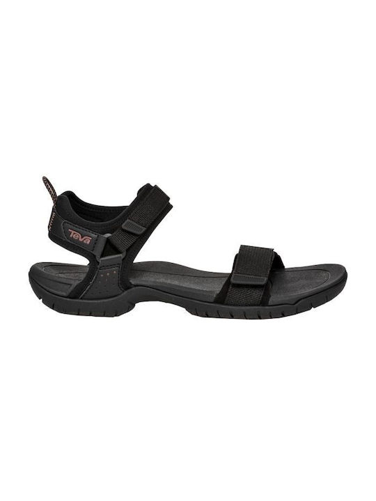 Teva Damen Flache Sandalen Sportlich in Schwarz Farbe