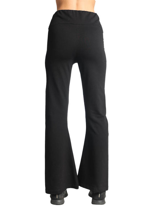 Paco & Co Women's High Waist Flared Sweatpants Black