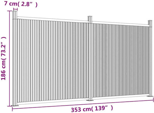 vidaXL Πάνελ Περίφραξης από WPC σε Γκρι Χρώμα 3.53x1.86m