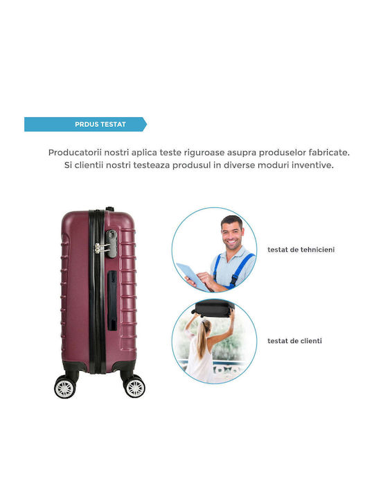 Quasar Model Set of 3 Βαλίτσες Ταξιδιού Σκληρές Burgundy με 4 Ρόδες Σετ 3τμχ