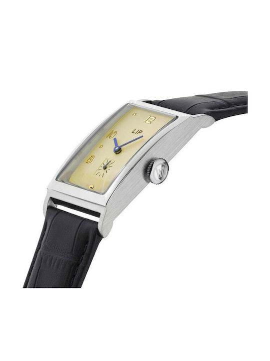 Lip Watches Women's Watch with Black Leather Strap