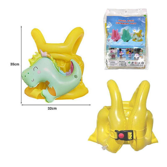 Kids' Inflatable Yellow Sea Swimming Vest Size M 6-8 Years Angel Wing