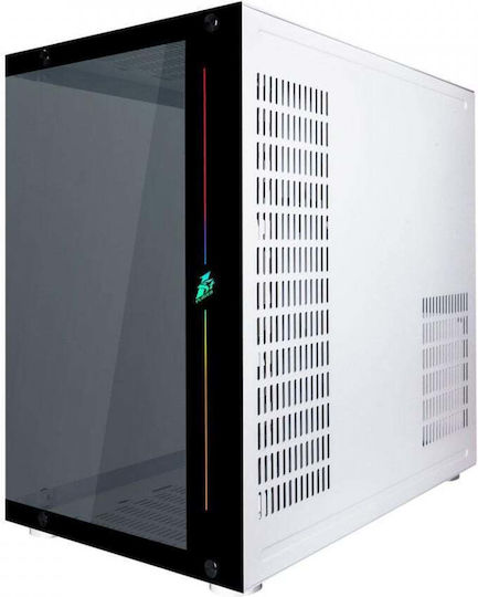1STPLAYER SP8 Gaming Midi Tower Computer Case with Side Window and RGB Lighting White