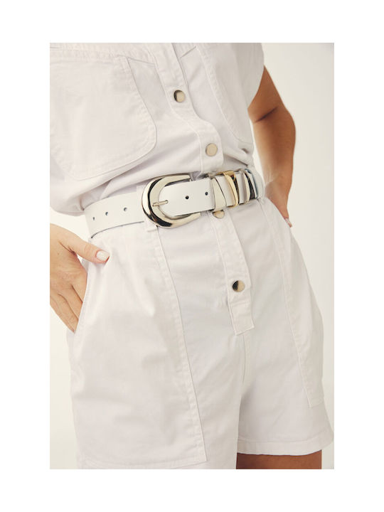 Leather Twist Women's Belt White