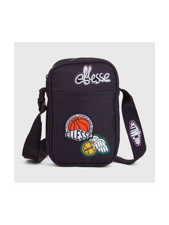 Ellesse Fabric Sling Bag with Zipper & Adjustable Strap Black 15x5x20cm