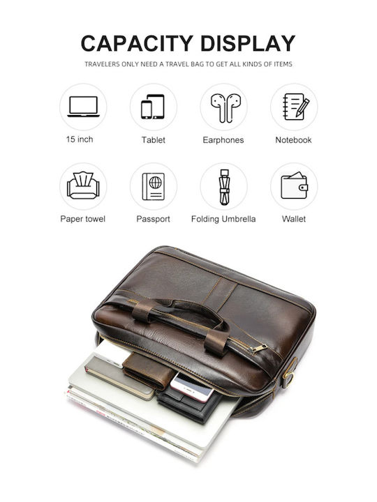 Leder Herrentasche Geldbörse Braun