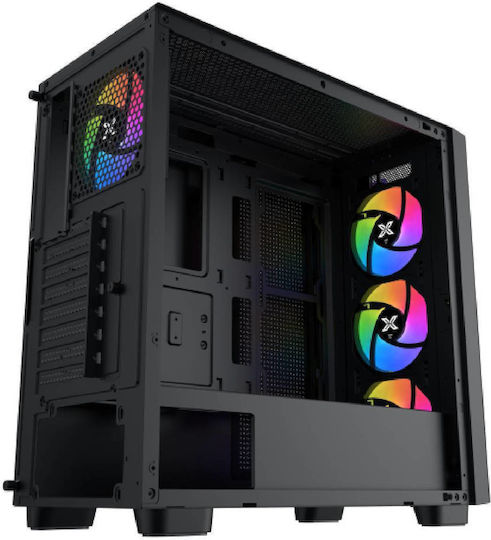 Xigmatek Gaming Y Pro Midi Tower Компютърна кутия със страничен прозорец и RGB осветление Черен