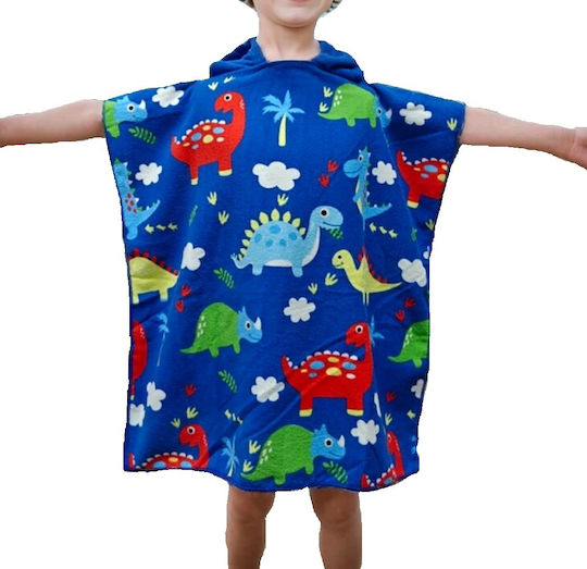 Tatu Moyo Kids Beach Poncho Dinosaurs Blue