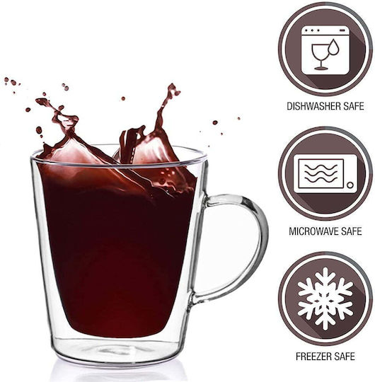 Quasar Σετ Φλιτζάνια Cappuccino Γυάλινα Διάφανα 250ml 4τμχ