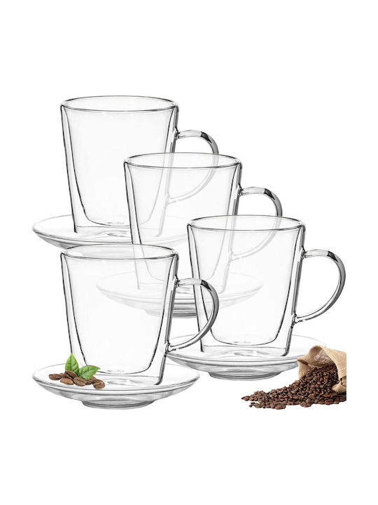 Quasar Σετ Φλιτζάνια Cappuccino Γυάλινα Διάφανα 250ml 4τμχ