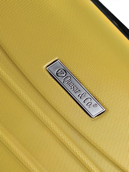 Quasar Model Cabin Travel Suitcase Hard Yellow with 4 Wheels Height 55cm