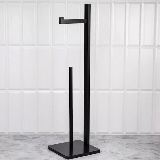 KING Hoff Wall Mounted Bamboo Paper Holder Black