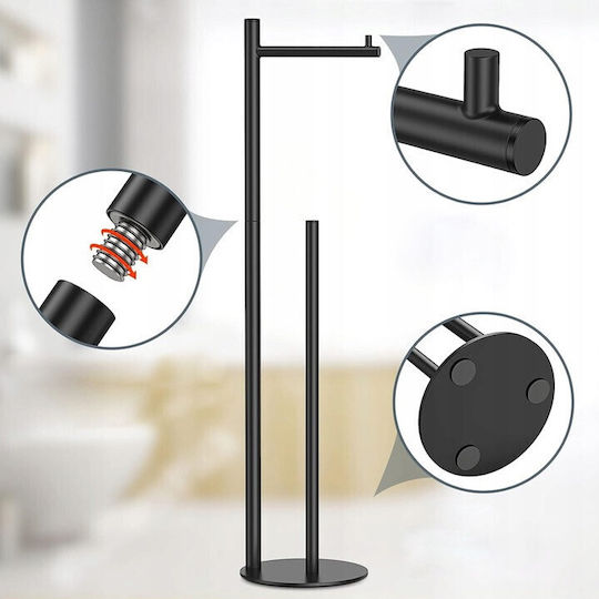 KING Hoff Wall Mounted Bamboo Paper Holder Black