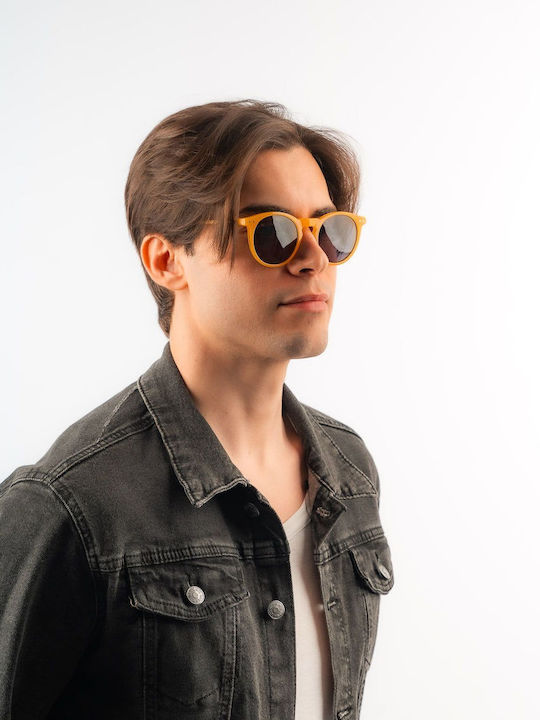Red Raven Athene Unisex Γυαλιά Ηλίου με Πορτοκαλί Κοκκάλινο Σκελετό και Μαύρο Φακό
