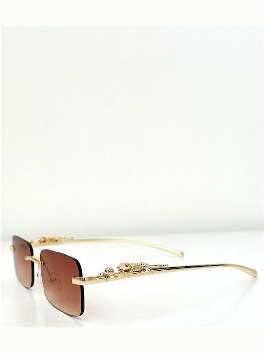 Looks Style Eyewear Unisex Sonnenbrille mit Gold Metall Gestell und Lila Verlaufsfarbe Linse 74caz-90120