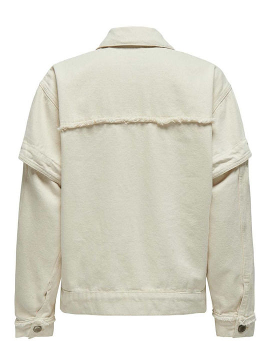 Short Women's Jean Jacket Ecru