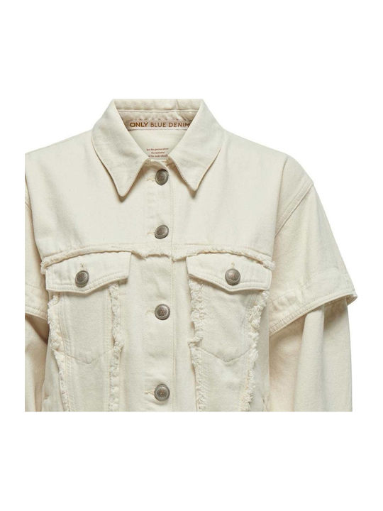 Short Women's Jean Jacket Ecru