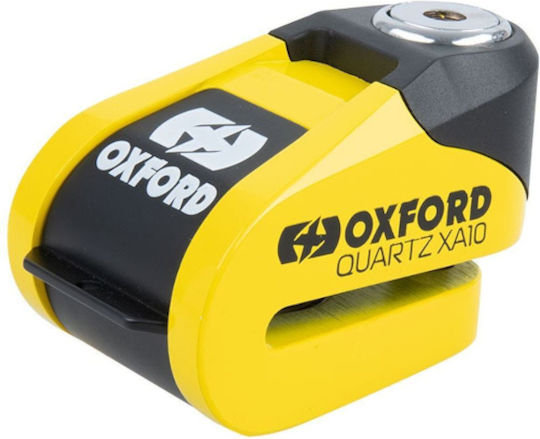 Oxford Quartz Motorcycle Disc Brake Lock with Alarm & 10mm Pin in Yellow 04471