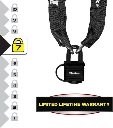 Master Lock 90cm Motorcycle Anti-Theft Chain with Lock in Black