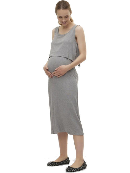 Maternity Midi Dress Gray
