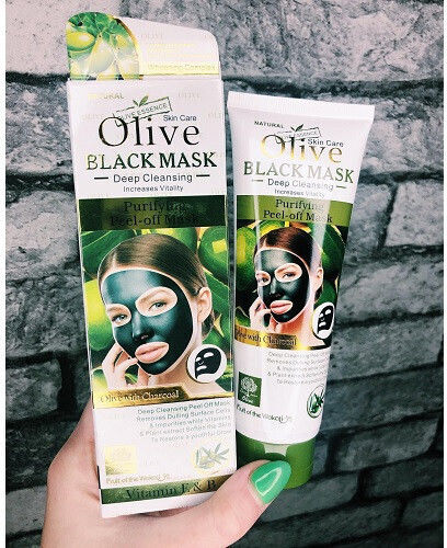 Mască de față Mască de față cu cărbune activat Măsline Vitamina E și B Wokali Olive Black Mask 130 Ml