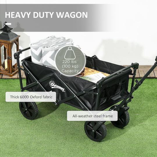 Foldable Garden Cart Metallic Four-wheel 110lt