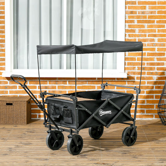 Foldable Garden Cart Metallic Four-wheel 110lt