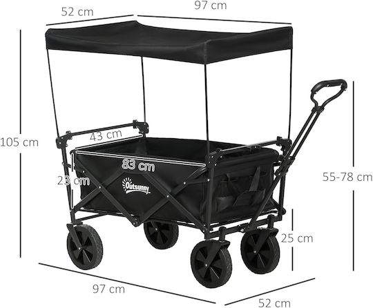 Foldable Garden Cart Metallic Four-wheel 110lt